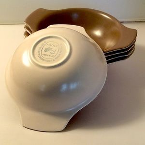 4 Poole Pottery Vintage Lug Handled Soup Bowls
